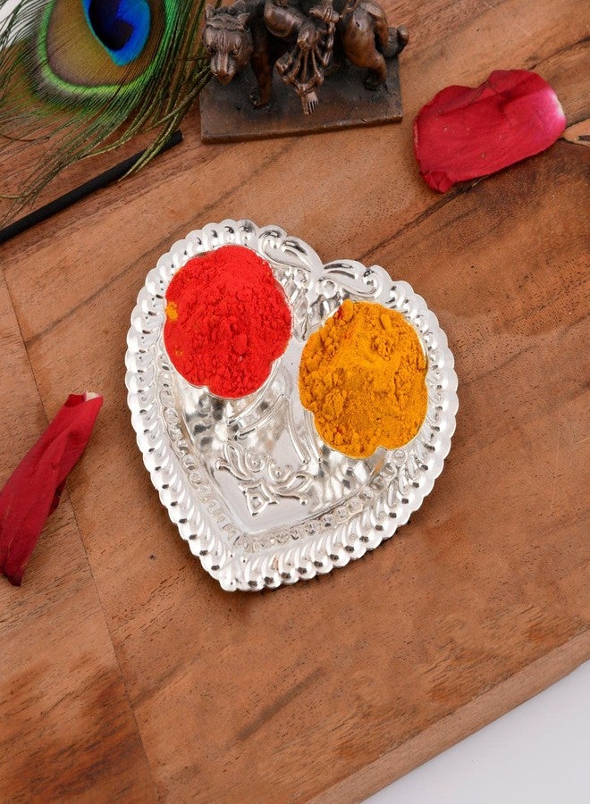 LOVENSPIRE حامل لوفنسباير مطلي بالفضة مكون من 5 قطع، مثالي لتزيين المنزل أو المعبد، حامل كركم، هدية راخي، هدية ديوالي، هدية للمهرجانات الهندية، بوجا، هدايا زفاف، هدايا ترحيب بالمنزل، حامل رولي تشاول/أرز - Image 4
